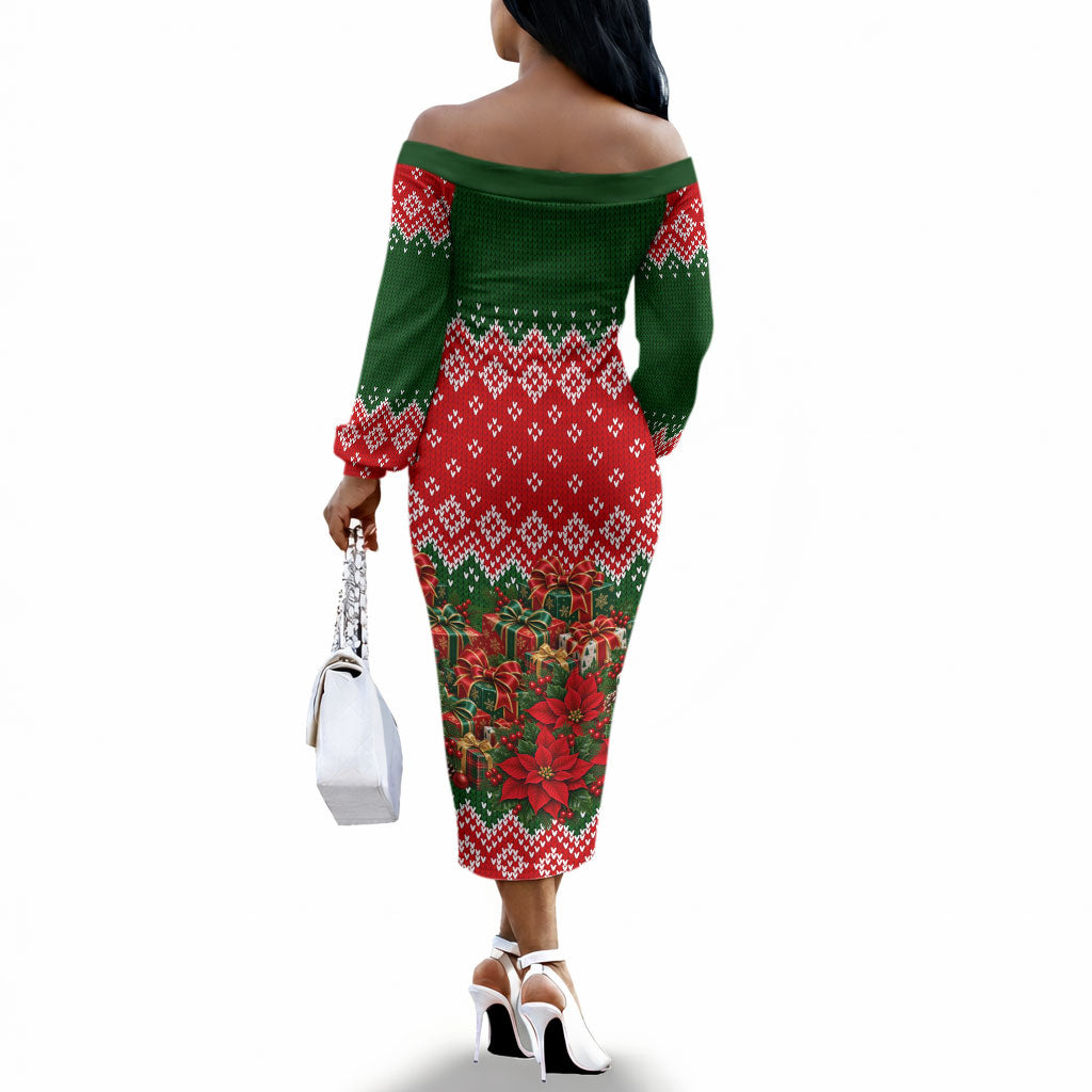 Fannie Lou Hamer Christmas Off The Shoulder Long Sleeve Dress Retro Ugly Christmas Pattern Civil Rights Activist