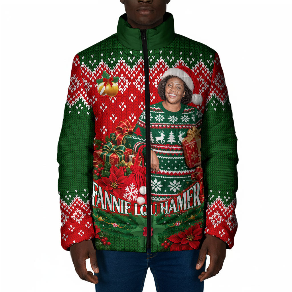 Fannie Lou Hamer Christmas Padded Jacket Retro Ugly Christmas Pattern Civil Rights Activist