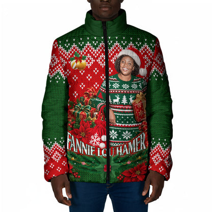 Fannie Lou Hamer Christmas Padded Jacket Retro Ugly Christmas Pattern Civil Rights Activist