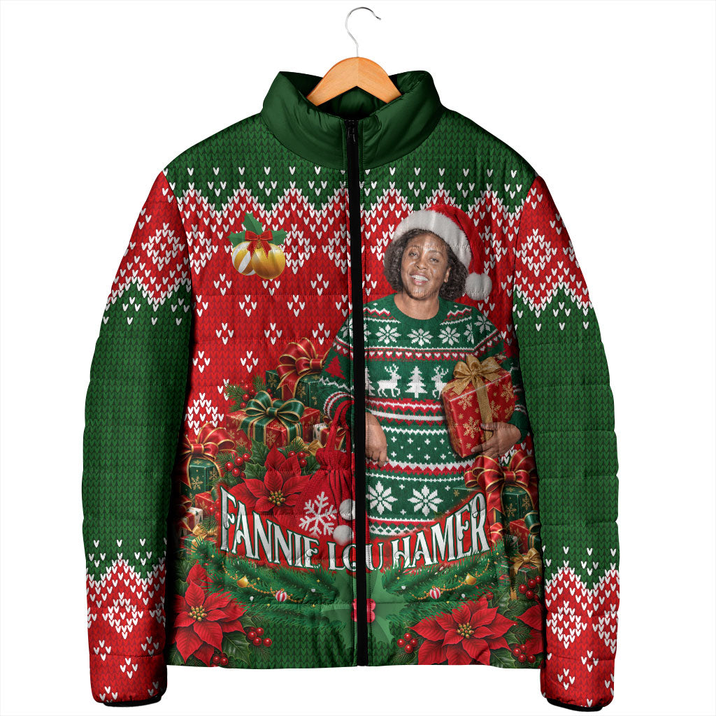 Fannie Lou Hamer Christmas Padded Jacket Retro Ugly Christmas Pattern Civil Rights Activist
