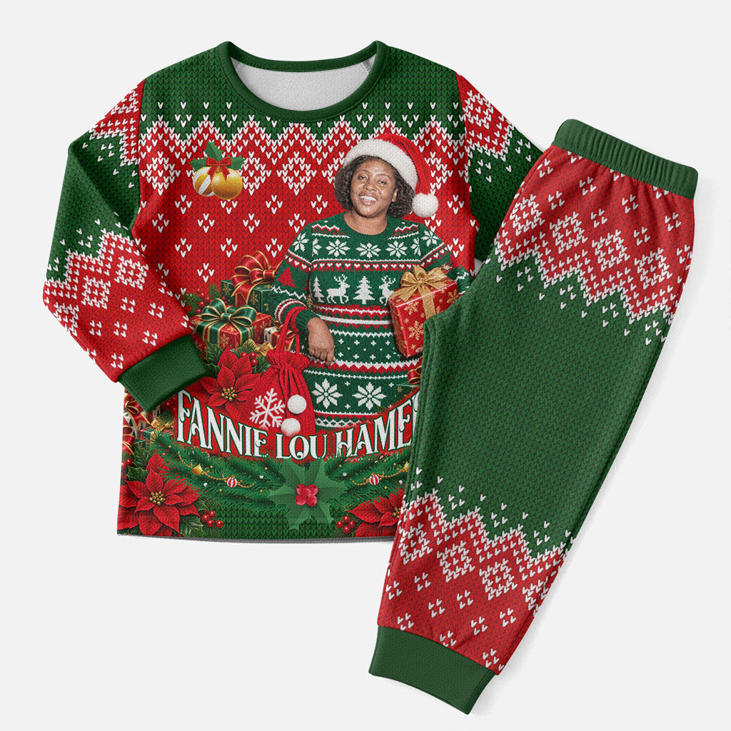 Fannie Lou Hamer Christmas Pajama Set Retro Ugly Christmas Pattern Civil Rights Activist