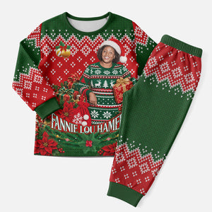 Fannie Lou Hamer Christmas Pajama Set Retro Ugly Christmas Pattern Civil Rights Activist