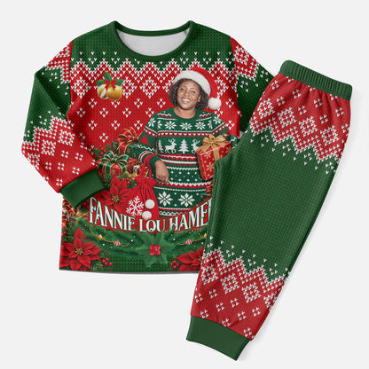 Fannie Lou Hamer Christmas Pajama Set Retro Ugly Christmas Pattern Civil Rights Activist