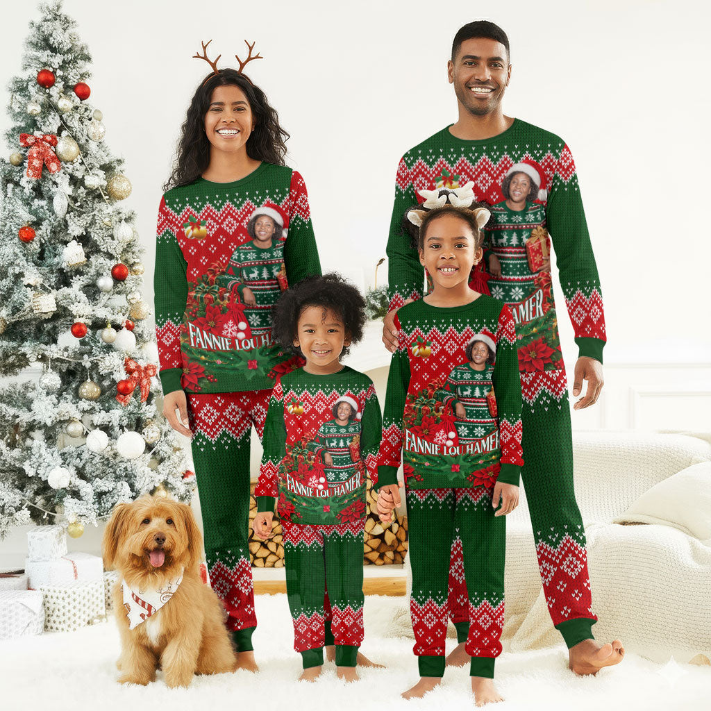 Fannie Lou Hamer Christmas Pajama Set Retro Ugly Christmas Pattern Civil Rights Activist