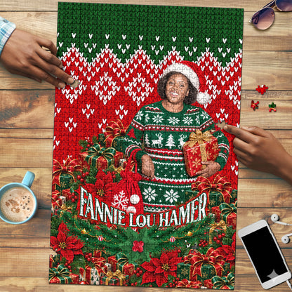 Fannie Lou Hamer Christmas Puzzle Retro Ugly Christmas Pattern Civil Rights Activist
