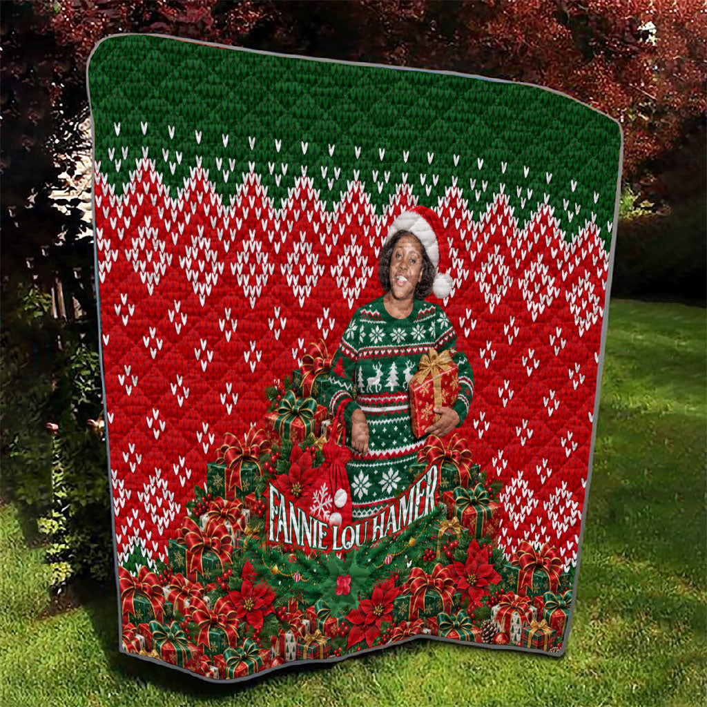 Fannie Lou Hamer Christmas Quilt Retro Ugly Christmas Pattern Civil Rights Activist