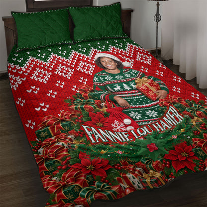 Fannie Lou Hamer Christmas Quilt Bed Set Retro Ugly Christmas Pattern Civil Rights Activist
