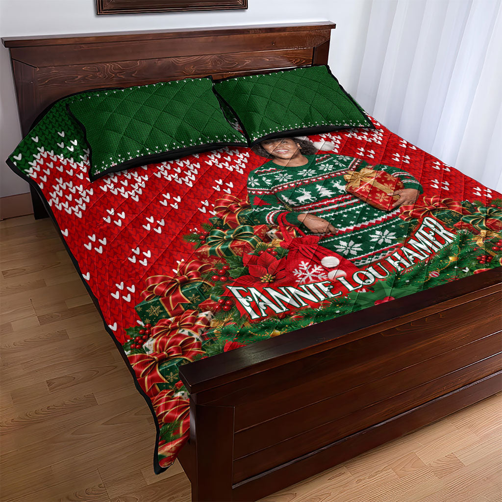 Fannie Lou Hamer Christmas Quilt Bed Set Retro Ugly Christmas Pattern Civil Rights Activist