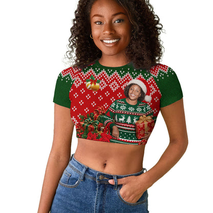 Fannie Lou Hamer Christmas Raglan Cropped T shirt Retro Ugly Christmas Pattern Civil Rights Activist