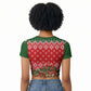 Fannie Lou Hamer Christmas Raglan Cropped T shirt Retro Ugly Christmas Pattern Civil Rights Activist