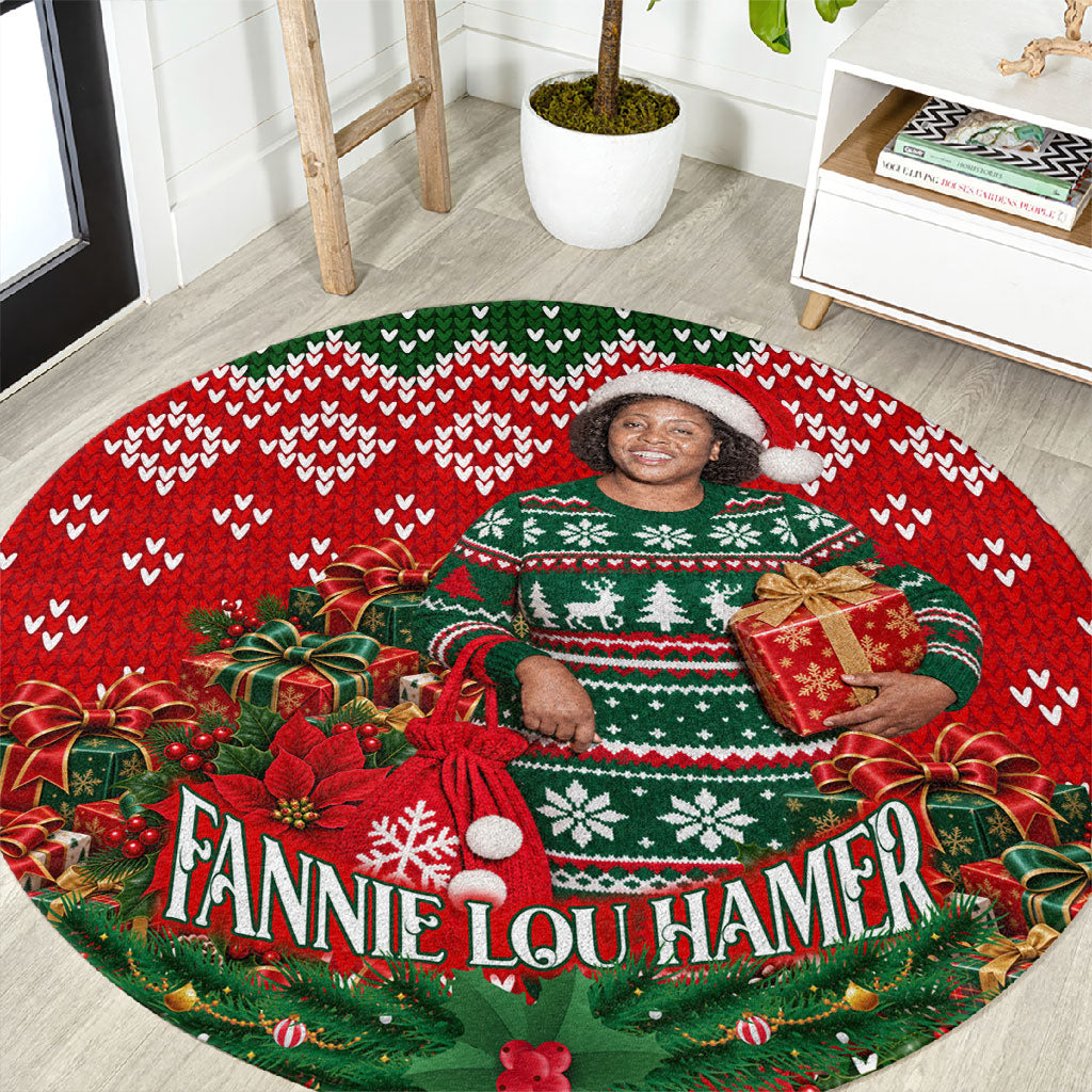 Fannie Lou Hamer Christmas Round Carpet Retro Ugly Christmas Pattern Civil Rights Activist