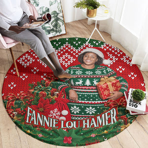 Fannie Lou Hamer Christmas Round Carpet Retro Ugly Christmas Pattern Civil Rights Activist