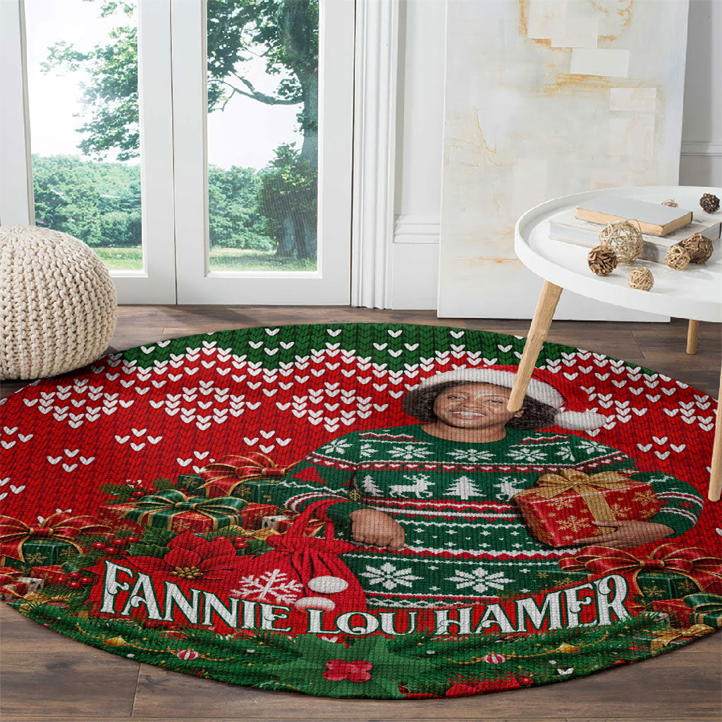 Fannie Lou Hamer Christmas Round Carpet Retro Ugly Christmas Pattern Civil Rights Activist