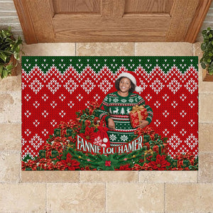 Fannie Lou Hamer Christmas Rubber Doormat Retro Ugly Christmas Pattern Civil Rights Activist