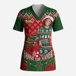 Fannie Lou Hamer Christmas Scrub Top Retro Ugly Christmas Pattern Civil Rights Activist