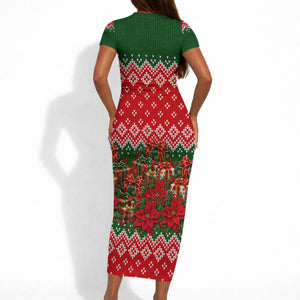 Fannie Lou Hamer Christmas Short Sleeve Bodycon Dress Retro Ugly Christmas Pattern Civil Rights Activist