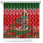 Fannie Lou Hamer Christmas Shower Curtain Retro Ugly Christmas Pattern Civil Rights Activist