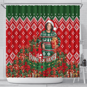 Fannie Lou Hamer Christmas Shower Curtain Retro Ugly Christmas Pattern Civil Rights Activist