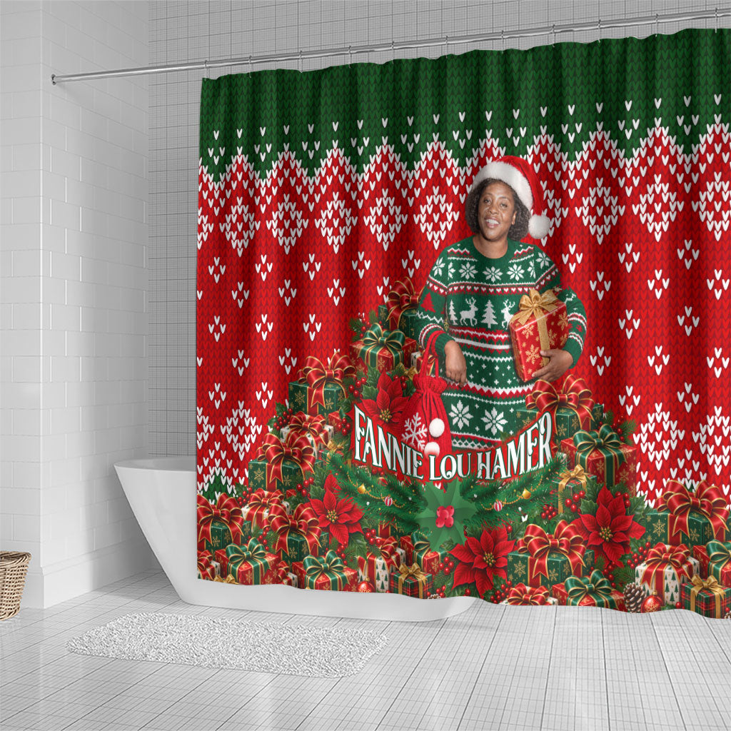 Fannie Lou Hamer Christmas Shower Curtain Retro Ugly Christmas Pattern Civil Rights Activist