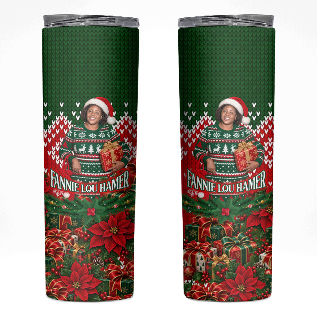 Fannie Lou Hamer Christmas Skinny Tumbler Retro Ugly Christmas Pattern Civil Rights Activist