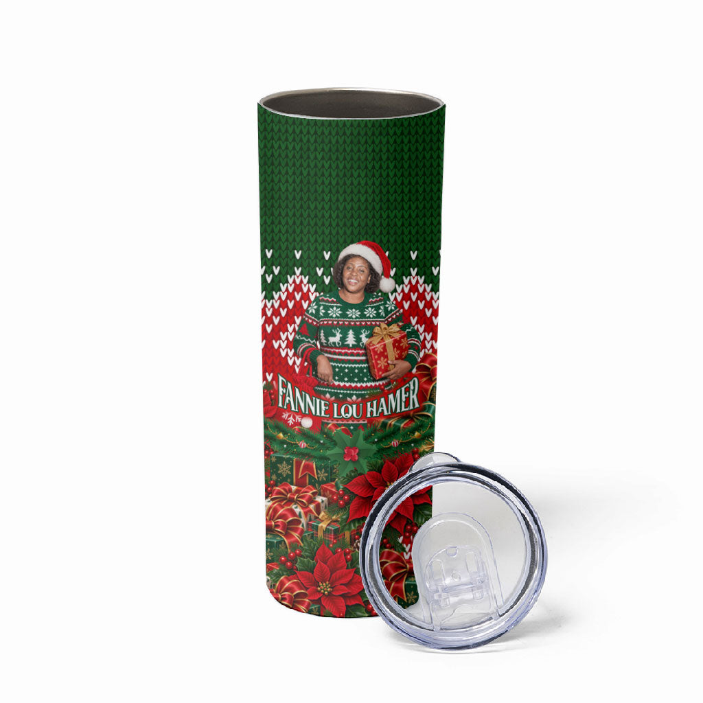 Fannie Lou Hamer Christmas Skinny Tumbler Retro Ugly Christmas Pattern Civil Rights Activist