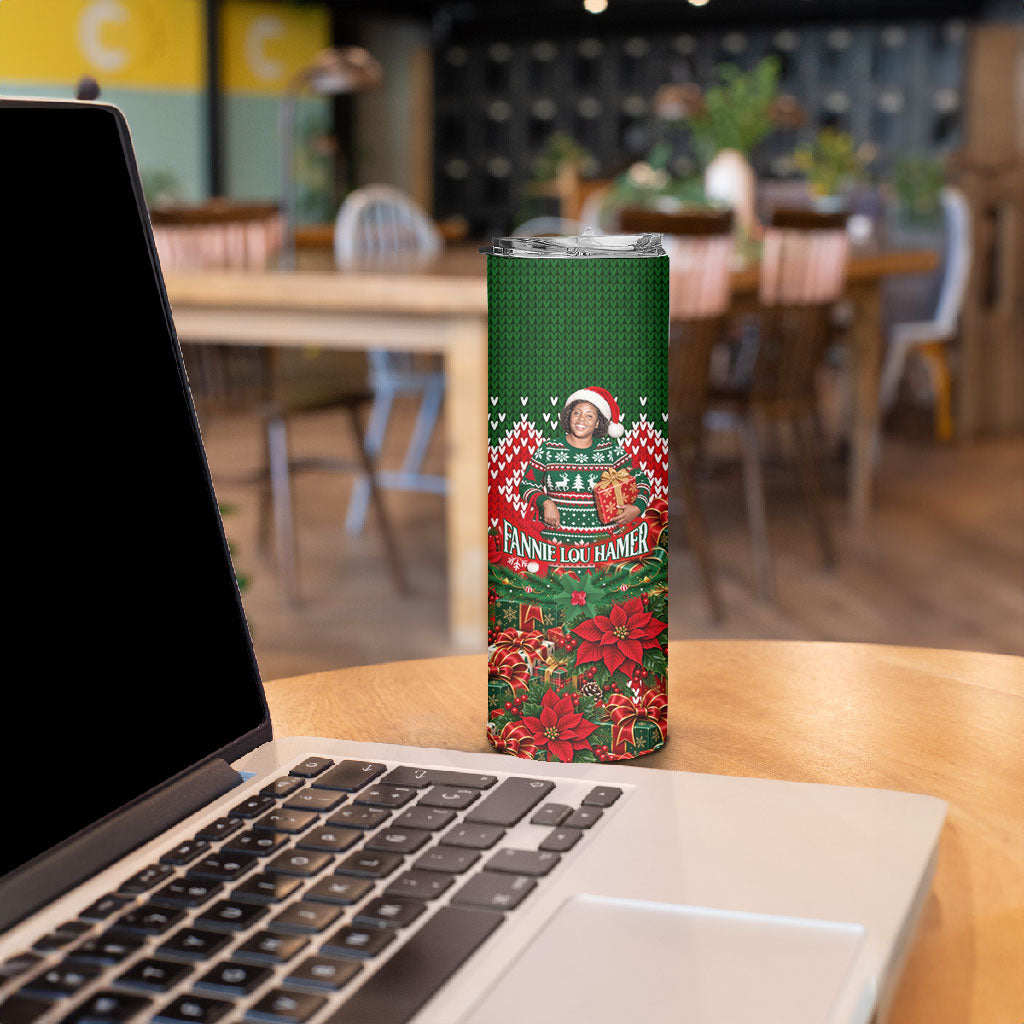 Fannie Lou Hamer Christmas Skinny Tumbler Retro Ugly Christmas Pattern Civil Rights Activist