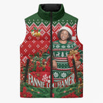 Fannie Lou Hamer Christmas Sleeveless Puffer Jacket Retro Ugly Christmas Pattern Civil Rights Activist