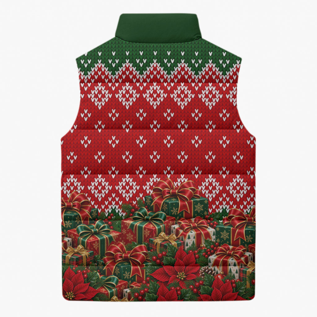 Fannie Lou Hamer Christmas Sleeveless Puffer Jacket Retro Ugly Christmas Pattern Civil Rights Activist