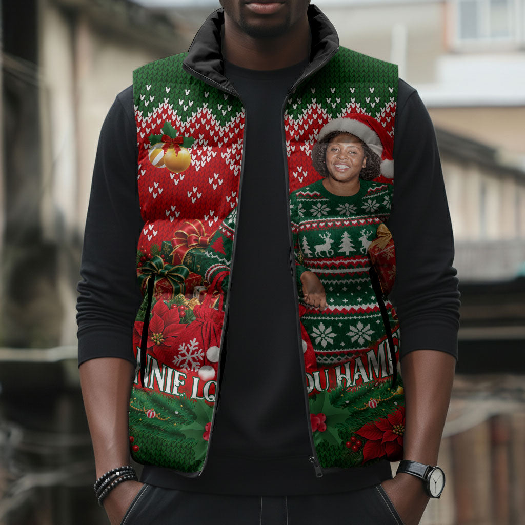 Fannie Lou Hamer Christmas Sleeveless Puffer Jacket Retro Ugly Christmas Pattern Civil Rights Activist