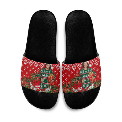Fannie Lou Hamer Christmas Slide Sandals Retro Ugly Christmas Pattern Civil Rights Activist