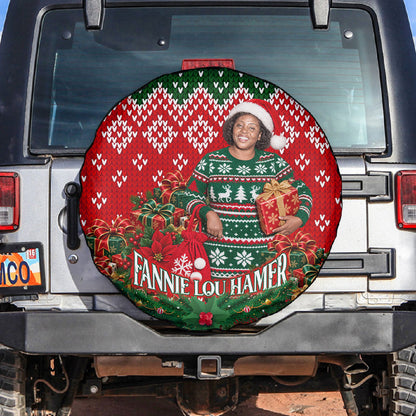 Fannie Lou Hamer Christmas Spare Tire Cover Retro Ugly Christmas Pattern Civil Rights Activist