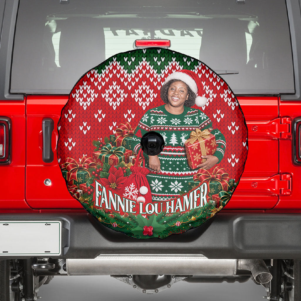 Fannie Lou Hamer Christmas Spare Tire Cover Retro Ugly Christmas Pattern Civil Rights Activist