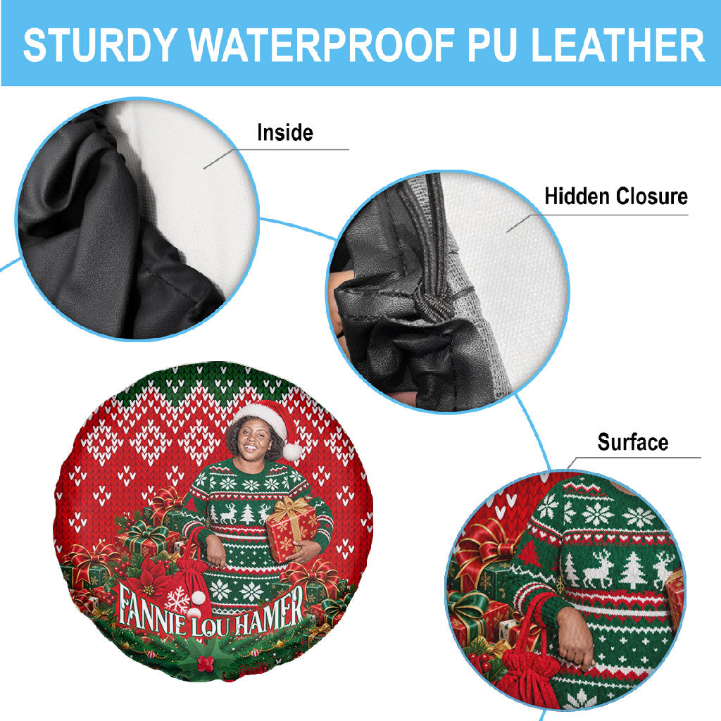 Fannie Lou Hamer Christmas Spare Tire Cover Retro Ugly Christmas Pattern Civil Rights Activist