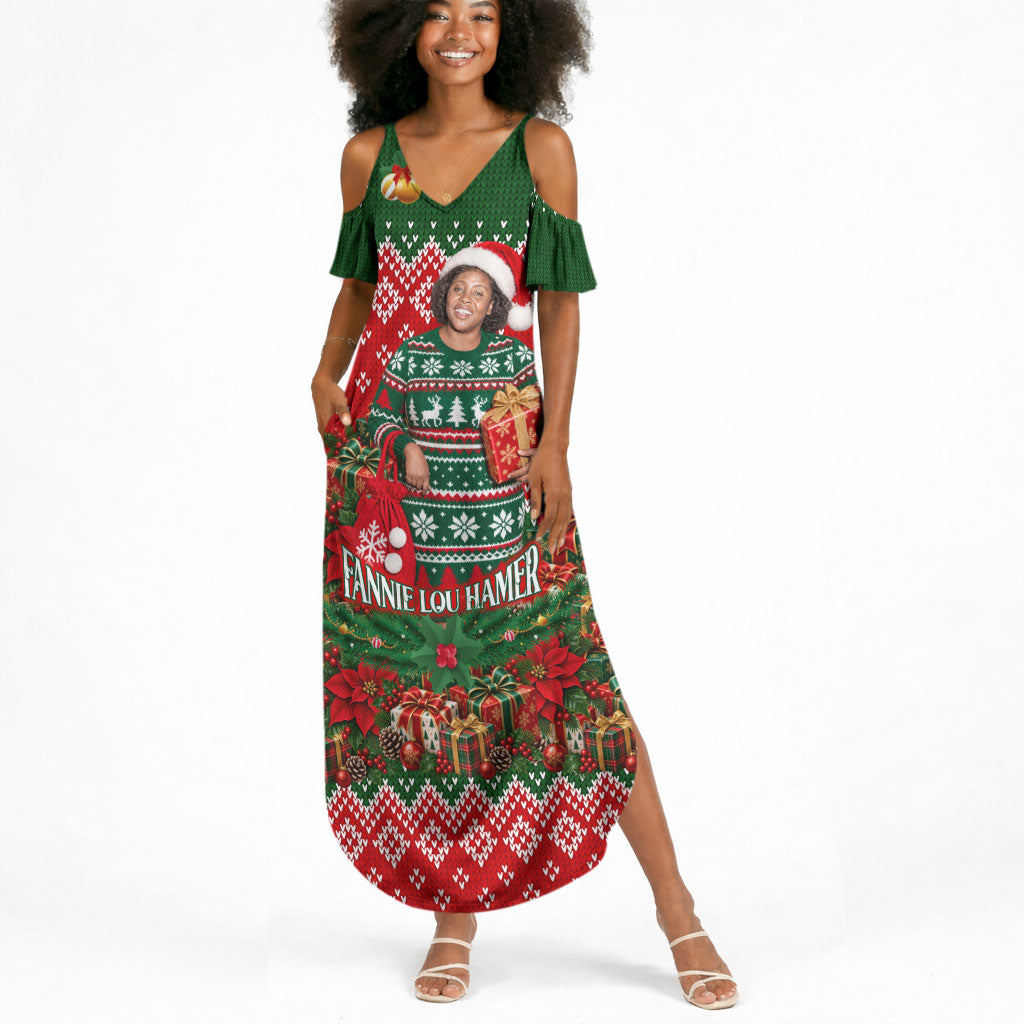 Fannie Lou Hamer Christmas Summer Maxi Dress Retro Ugly Christmas Pattern Civil Rights Activist