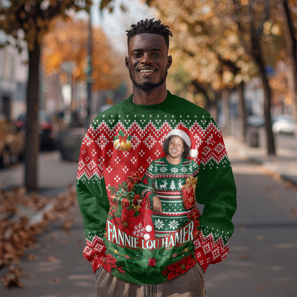 Fannie Lou Hamer Christmas Sweatshirt Retro Ugly Christmas Pattern Civil Rights Activist
