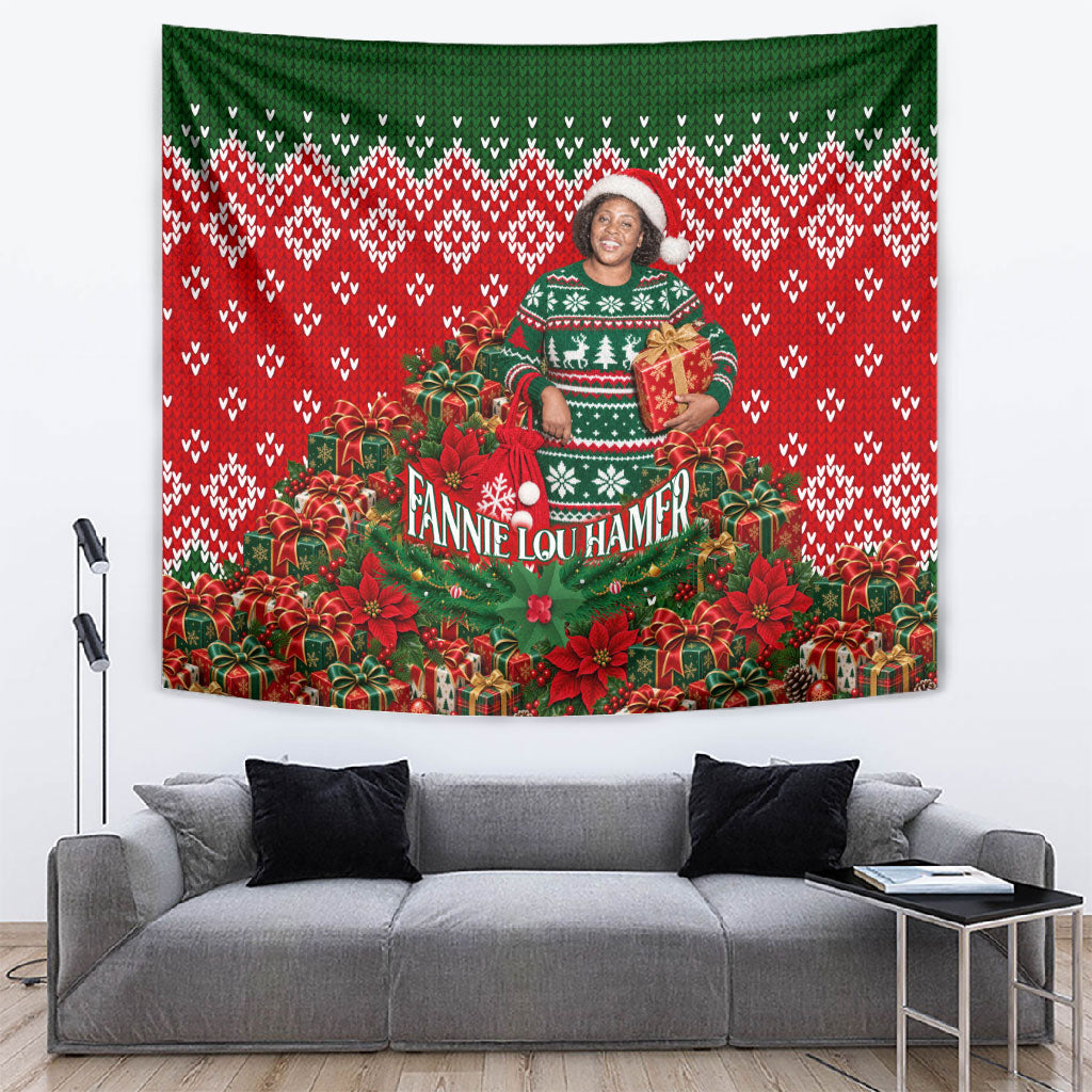 Fannie Lou Hamer Christmas Tapestry Retro Ugly Christmas Pattern Civil Rights Activist