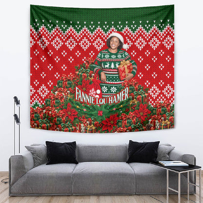 Fannie Lou Hamer Christmas Tapestry Retro Ugly Christmas Pattern Civil Rights Activist