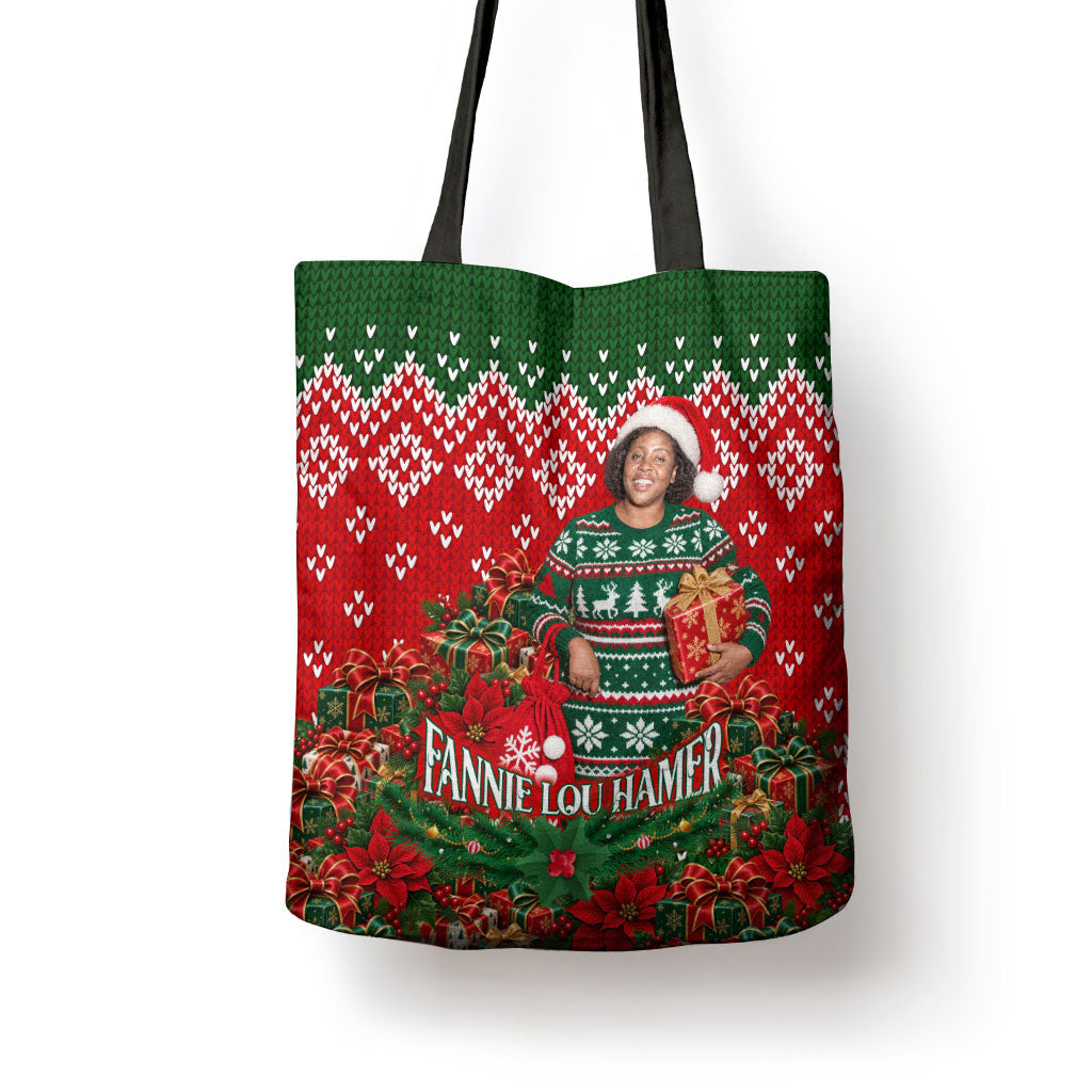 Fannie Lou Hamer Christmas Tote Bag Retro Ugly Christmas Pattern Civil Rights Activist