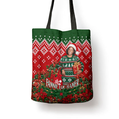 Fannie Lou Hamer Christmas Tote Bag Retro Ugly Christmas Pattern Civil Rights Activist