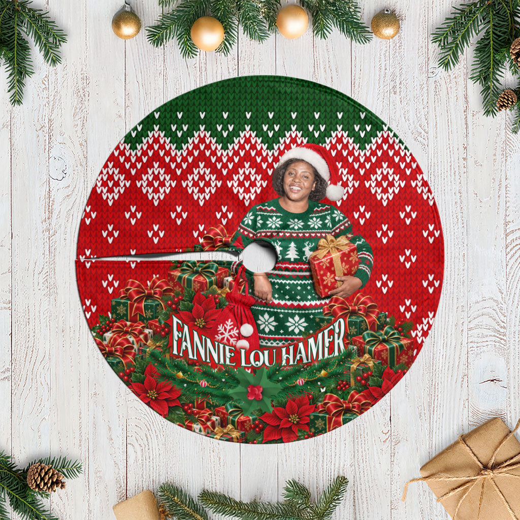 Fannie Lou Hamer Christmas Tree Skirt Retro Ugly Christmas Pattern Civil Rights Activist