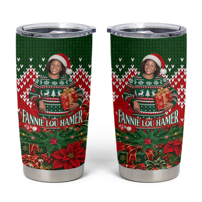 Fannie Lou Hamer Christmas Tumbler Cup Retro Ugly Christmas Pattern Civil Rights Activist