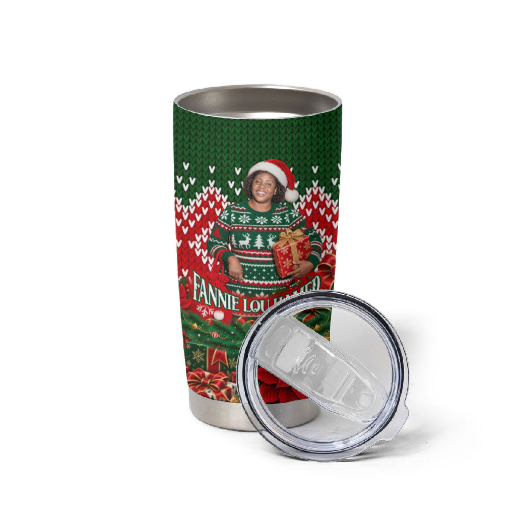 Fannie Lou Hamer Christmas Tumbler Cup Retro Ugly Christmas Pattern Civil Rights Activist