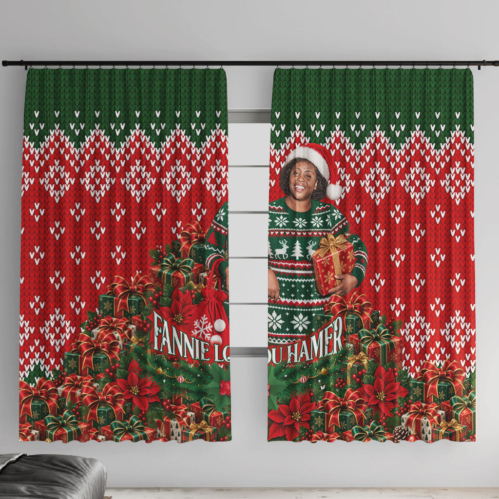 Fannie Lou Hamer Christmas Window Curtain Retro Ugly Christmas Pattern Civil Rights Activist