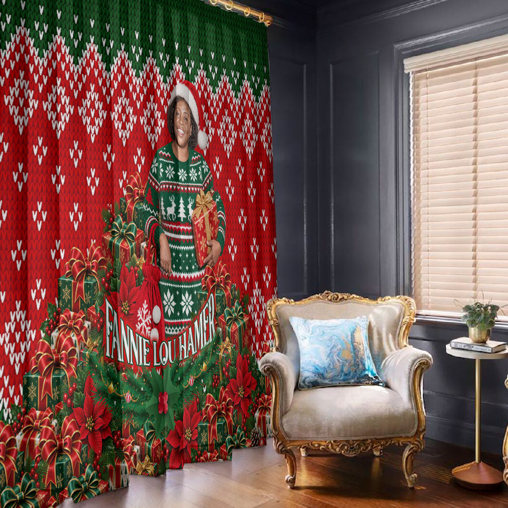 Fannie Lou Hamer Christmas Window Curtain Retro Ugly Christmas Pattern Civil Rights Activist