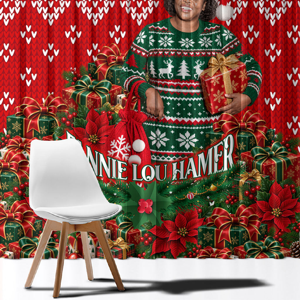 Fannie Lou Hamer Christmas Window Curtain Retro Ugly Christmas Pattern Civil Rights Activist