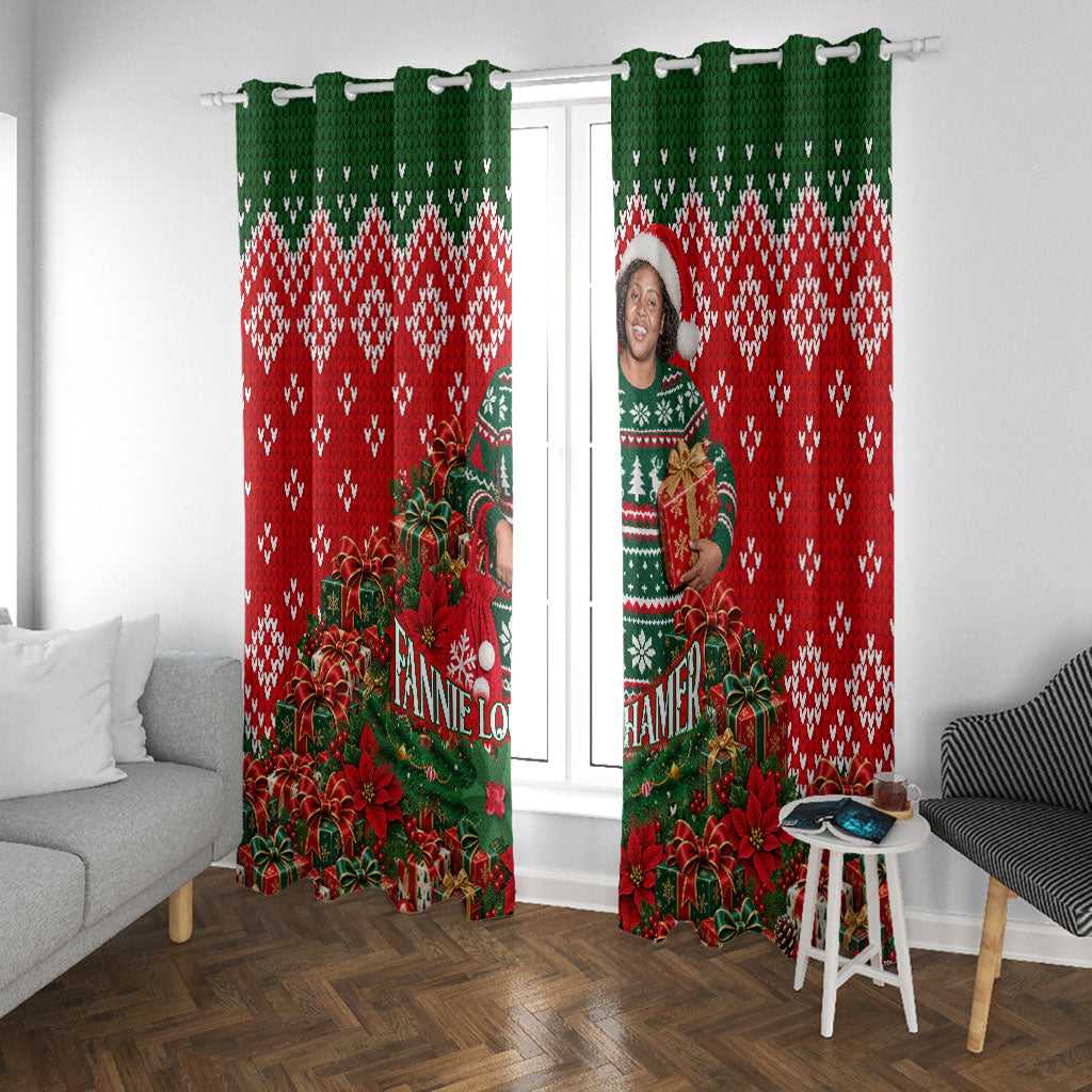 Fannie Lou Hamer Christmas Window Curtain Retro Ugly Christmas Pattern Civil Rights Activist