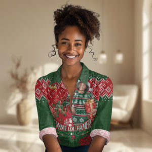 Fannie Lou Hamer Christmas Women Casual Shirt Retro Ugly Christmas Pattern Civil Rights Activist