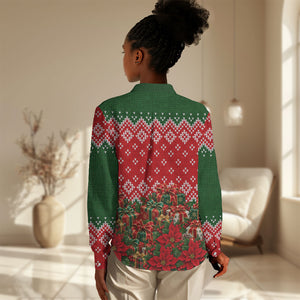 Fannie Lou Hamer Christmas Women Casual Shirt Retro Ugly Christmas Pattern Civil Rights Activist