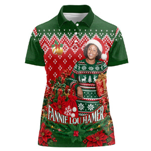 Fannie Lou Hamer Christmas Women Polo Shirt Retro Ugly Christmas Pattern Civil Rights Activist