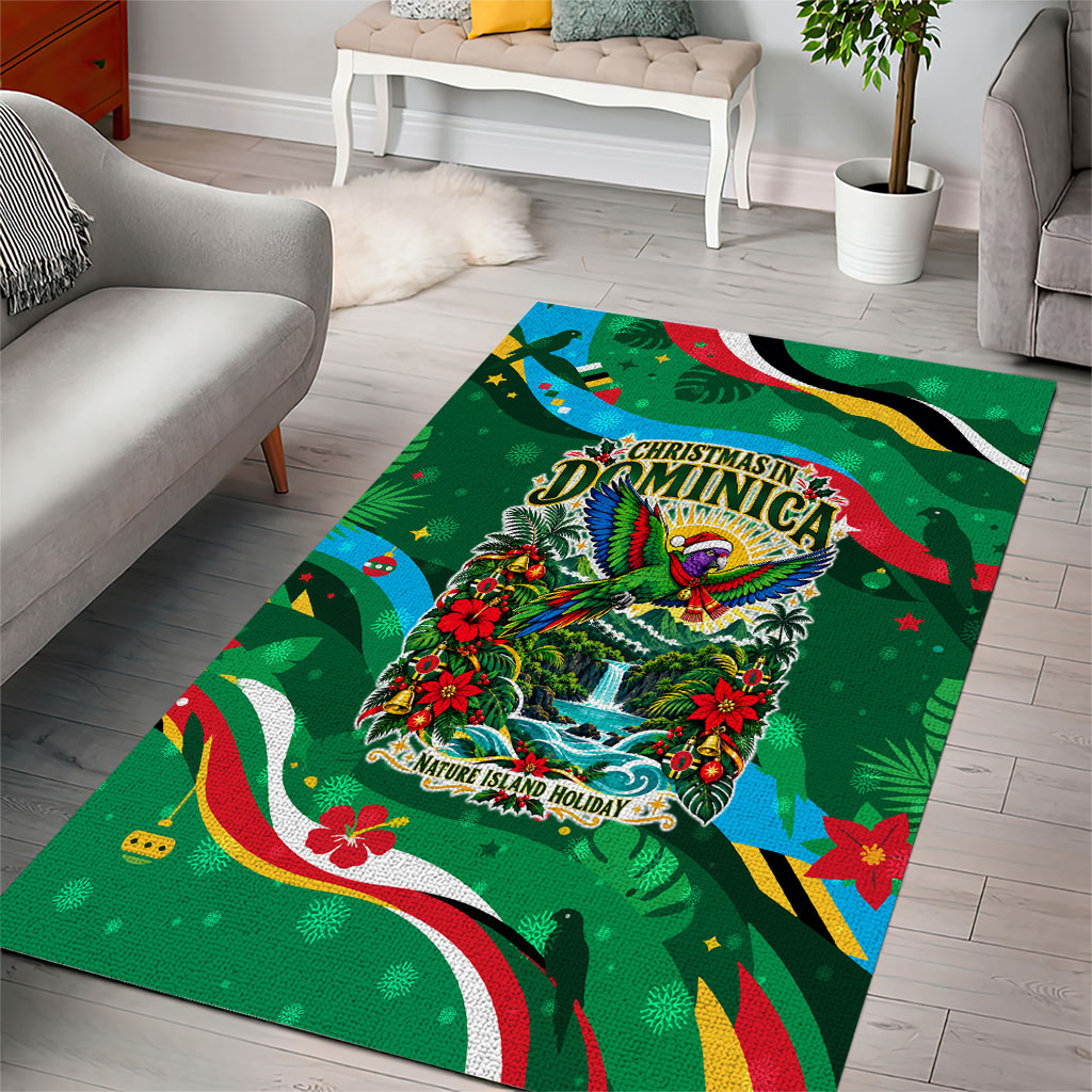 Dominica Sisserou Parrot Christmas Area Rug Nature Island Tropical Botanical Winter Holiday